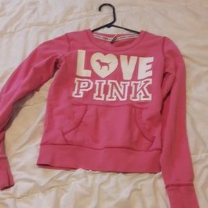 Love pink crew neck sweatshirt